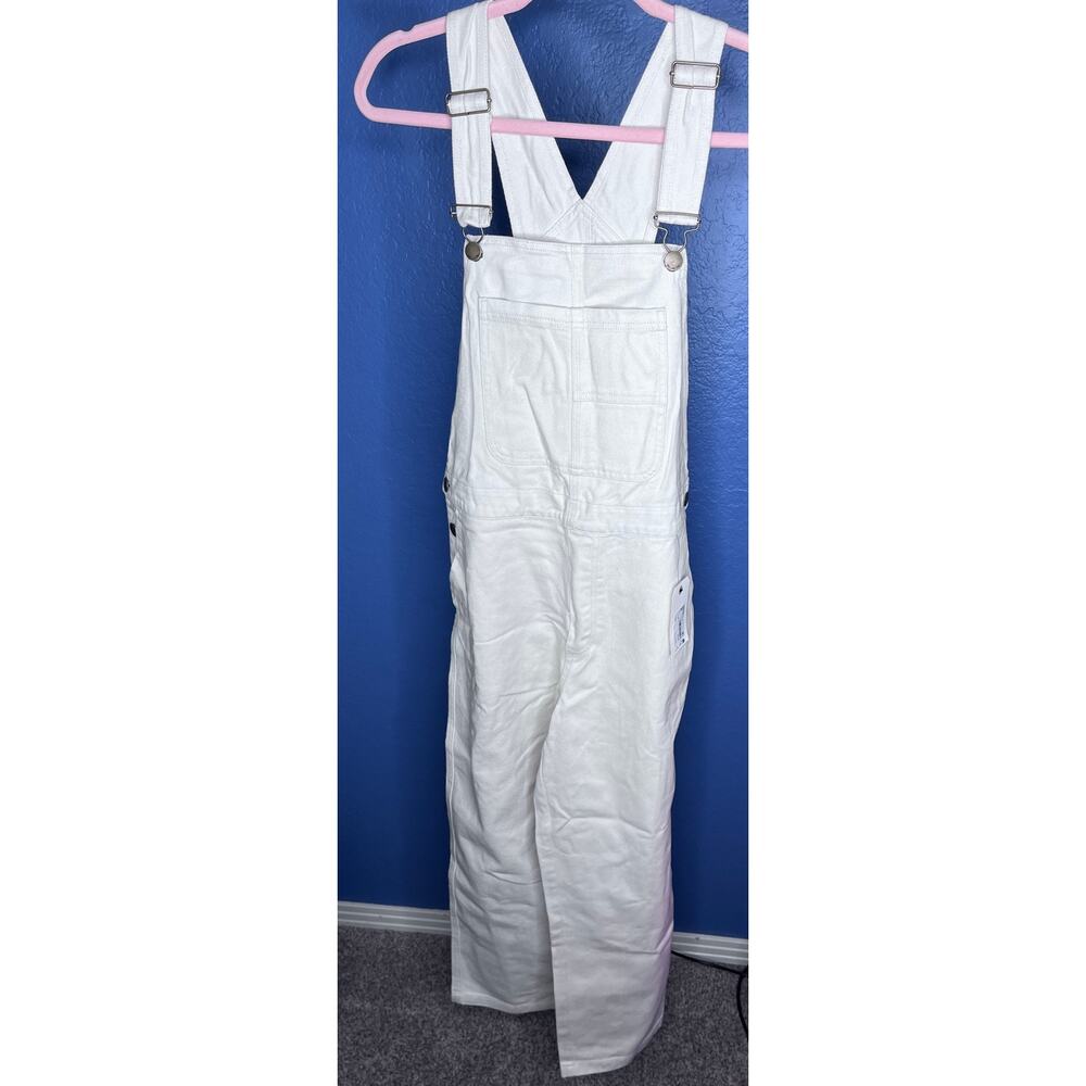 Billabong Sand Canyon Women White Cap Denim Overalls Medium NWT - Picture 4 of 5